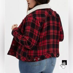 Torrid Plaid Flannel Jacket With Sherpa Collar